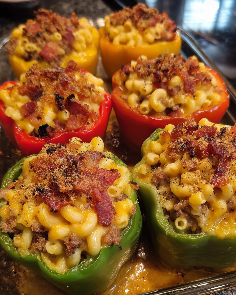 Smoked Bacon Mac Cheeseburger Stuffed Pepper Bombs