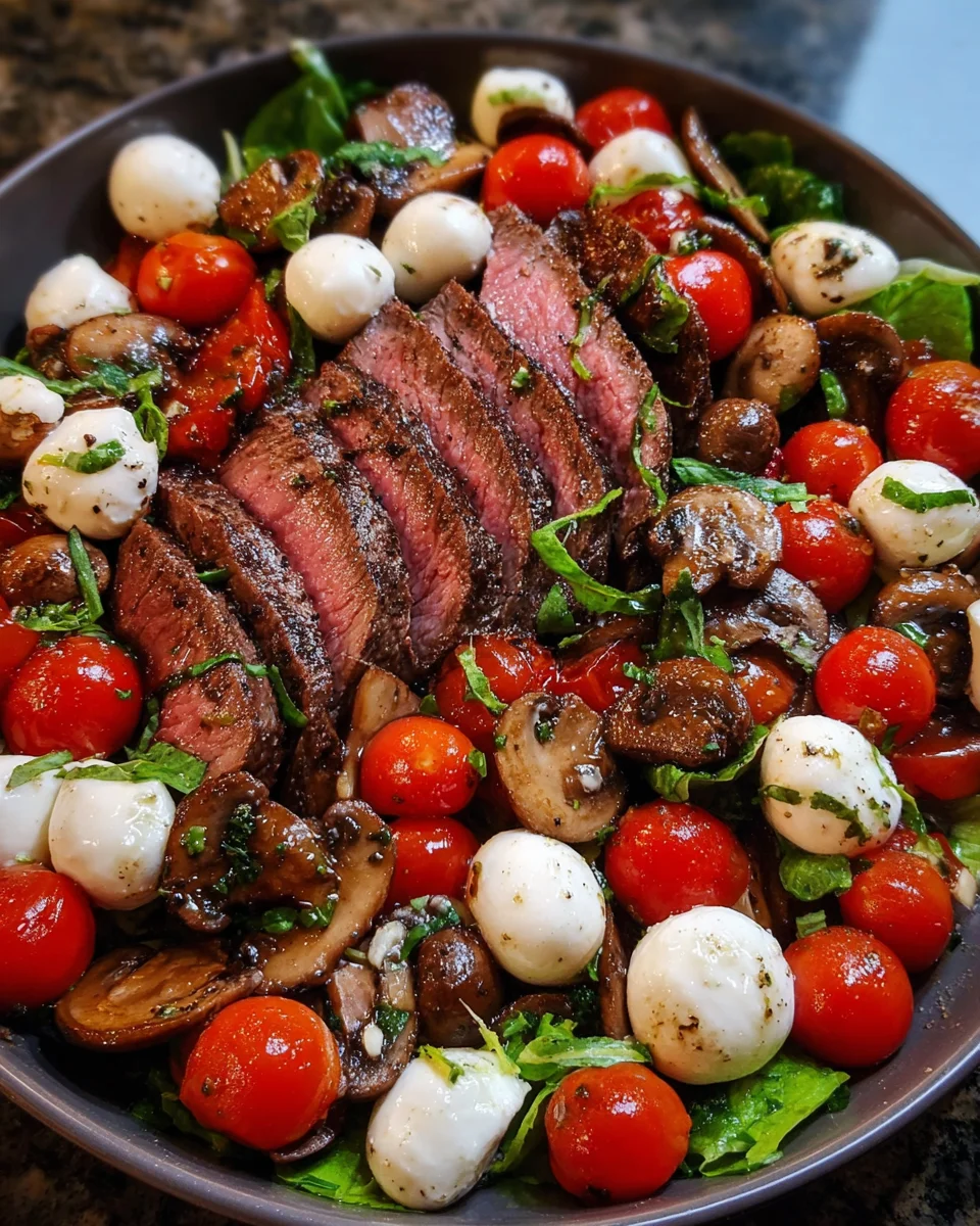 Steak Caprese Salad with Mushrooms
