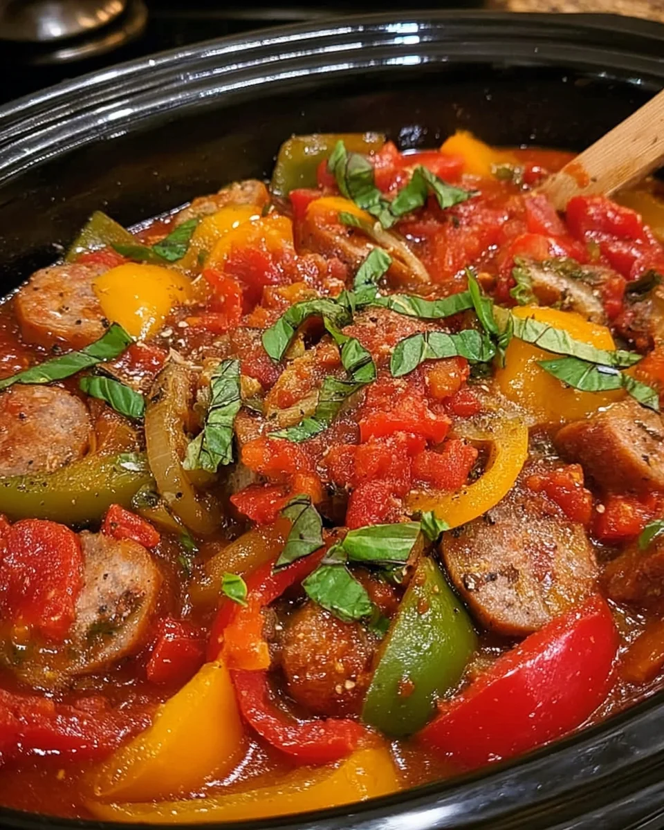 Slow Cooker Sausage and Peppers
