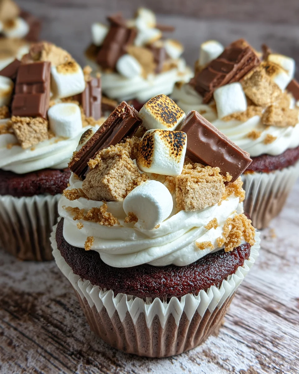 Smores Chocolate Marshmallow Cupcakes