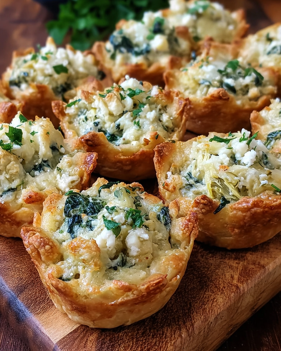 Cheesy Spinach Artichoke Dip Bites