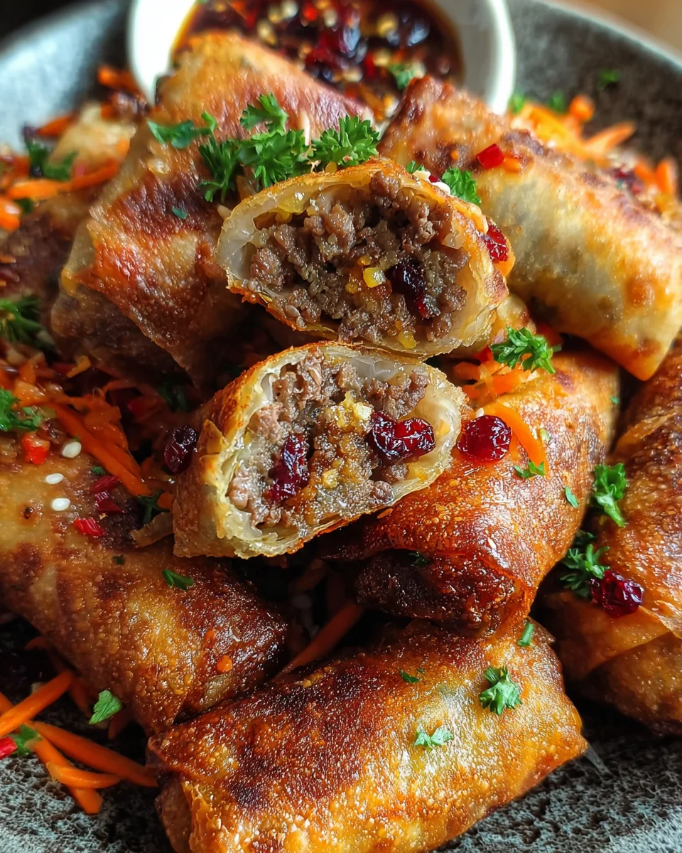 Ginger-Carrot Beef Rolls with Cranberries &amp; Walnuts