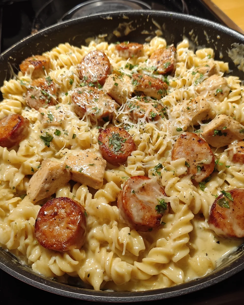 Creamy Pepper Jack Chicken &amp; Sausage Pasta