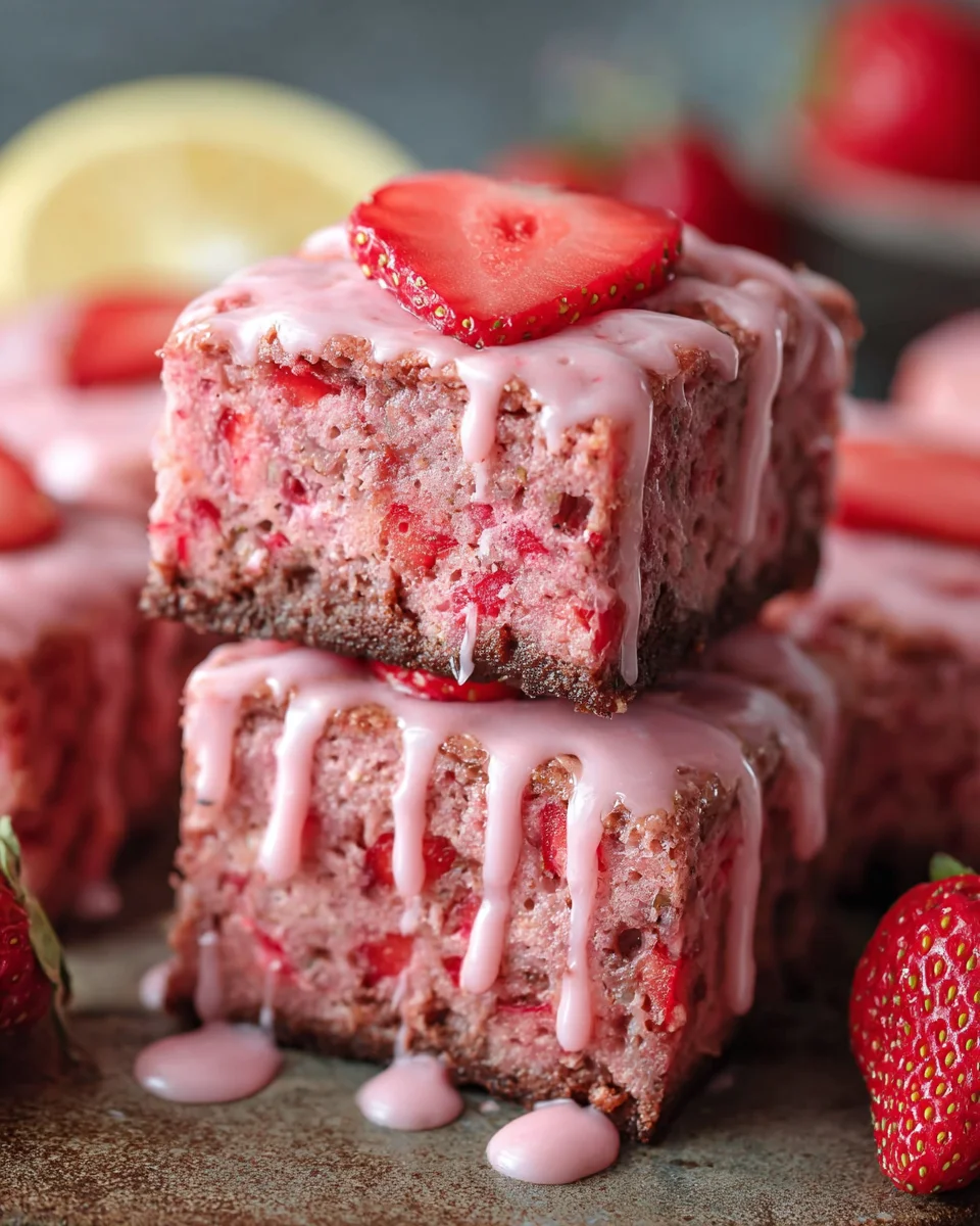 Strawberry Brownies Lemon Glaze