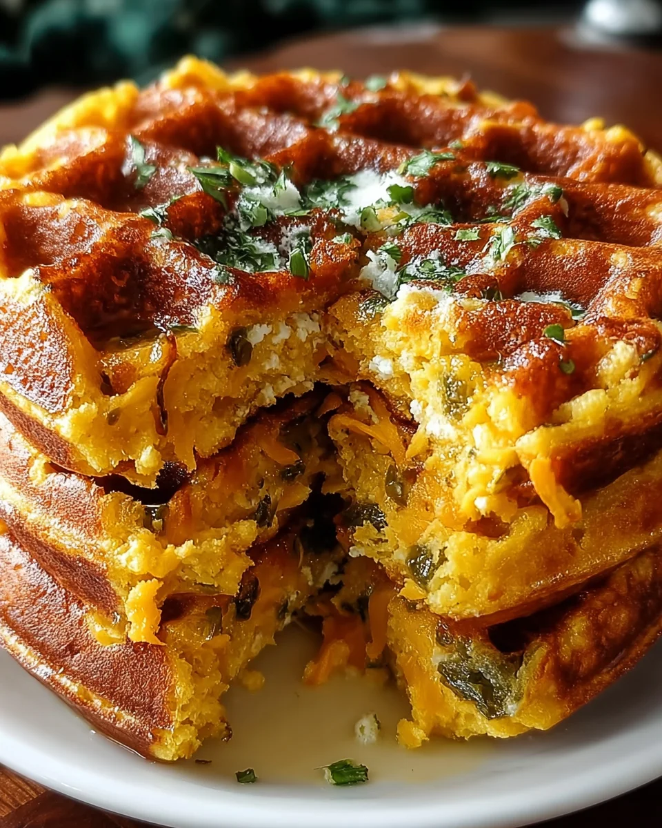 Cheddar Jalapeño Cornbread Waffles