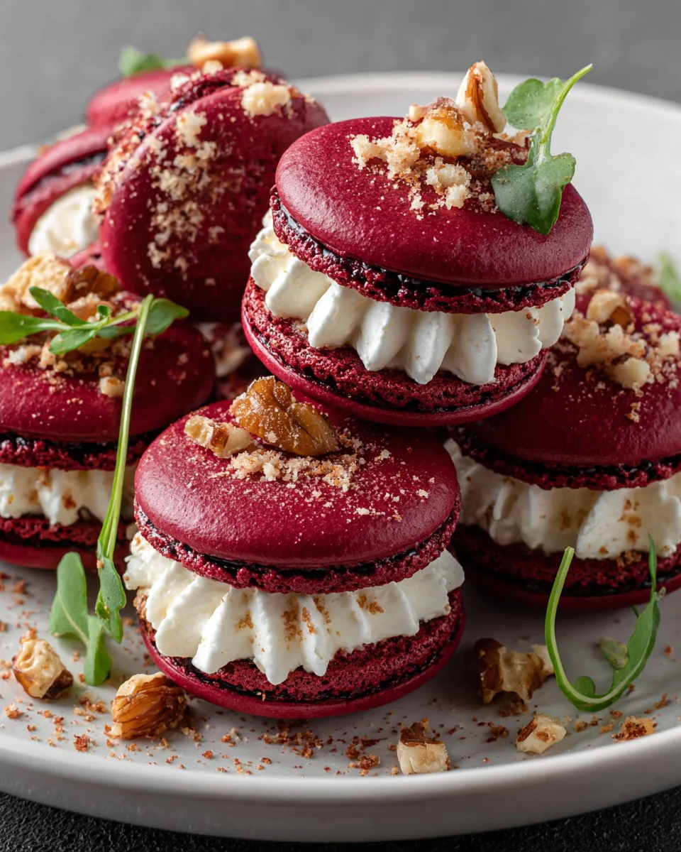 Savory Beet Macarons Goat Cheese