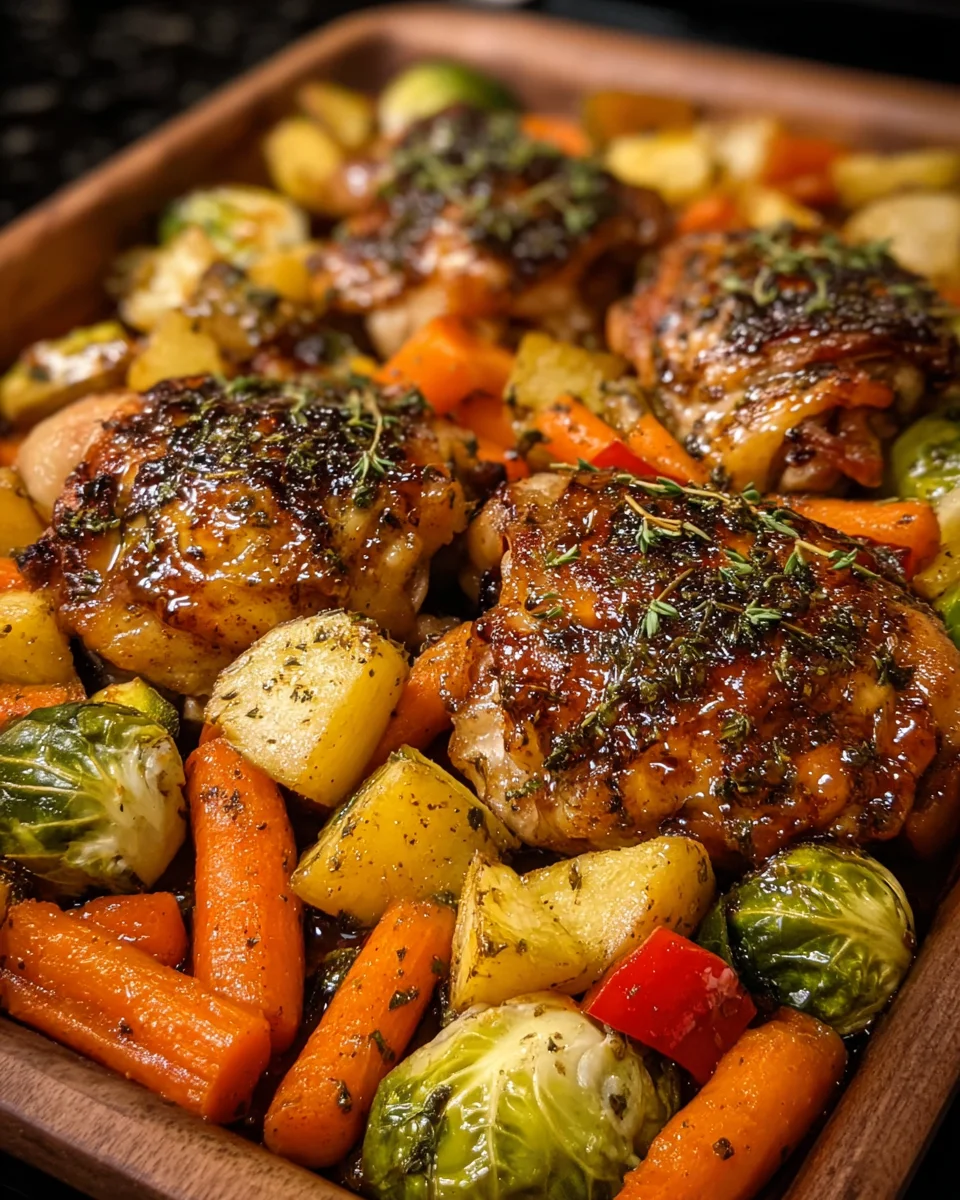 Maple Glazed Herb Chicken Thighs with Roasted Vegetables