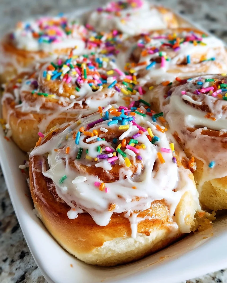 Birthday Cake Cinnamon Rolls