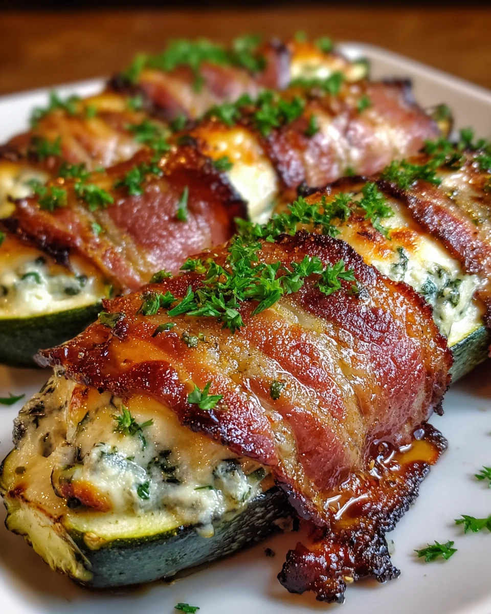 Keto Bacon-Wrapped Zucchini Boats