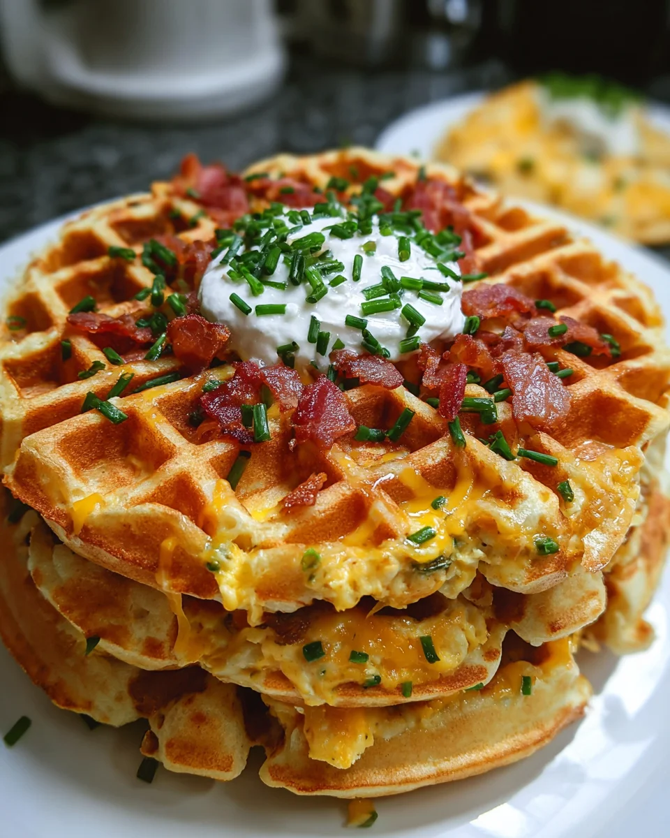Bacon and Cheese Loaded Waffles