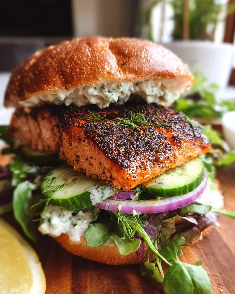 Blackened Salmon Sandwich Cajun