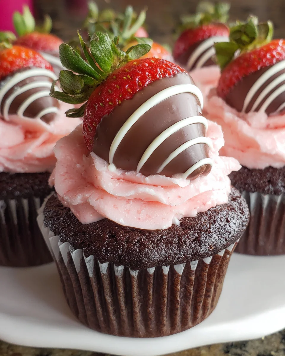 Chocolate Covered Strawberry Cupcakes
