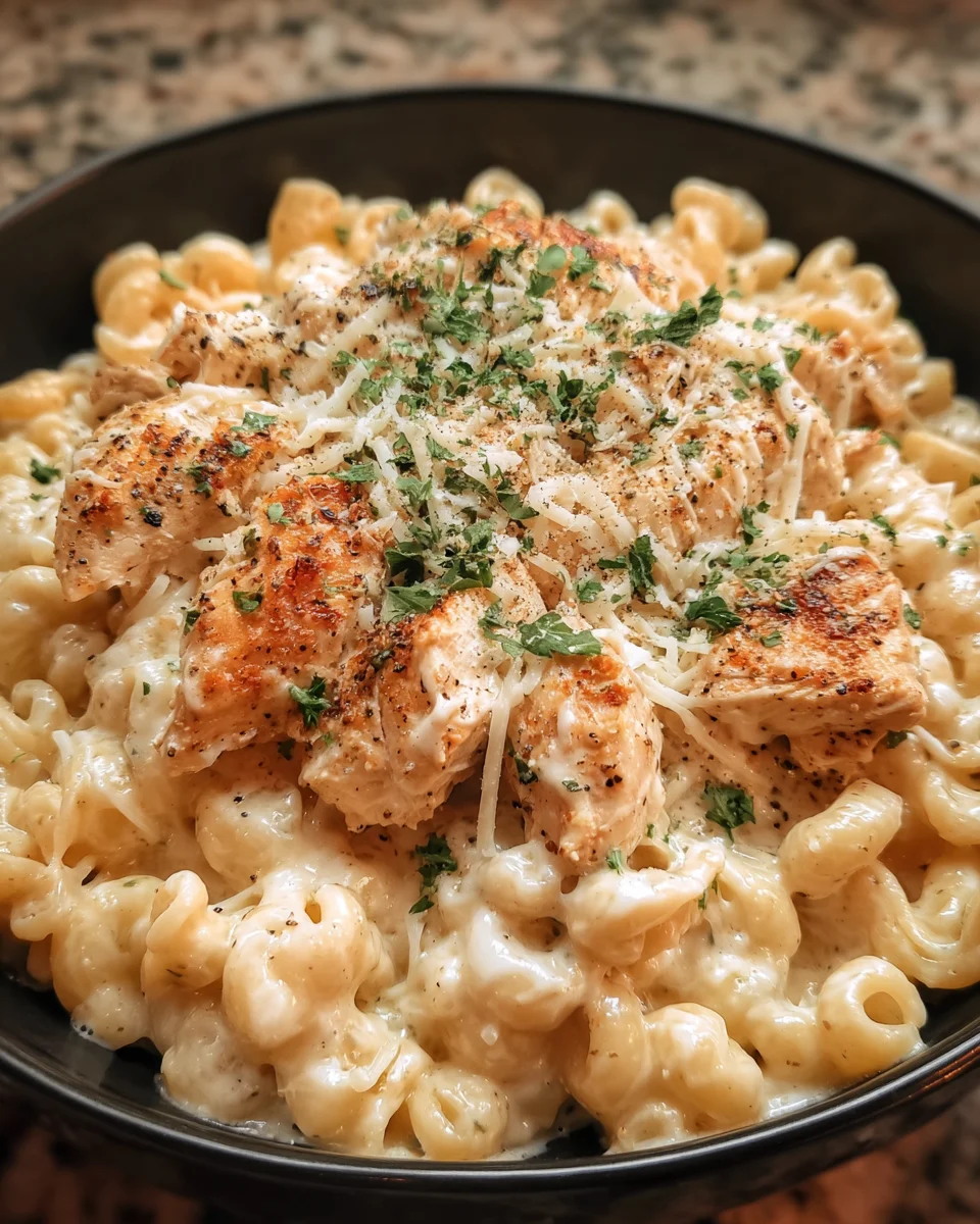 Crockpot Garlic Parmesan Chicken Pasta