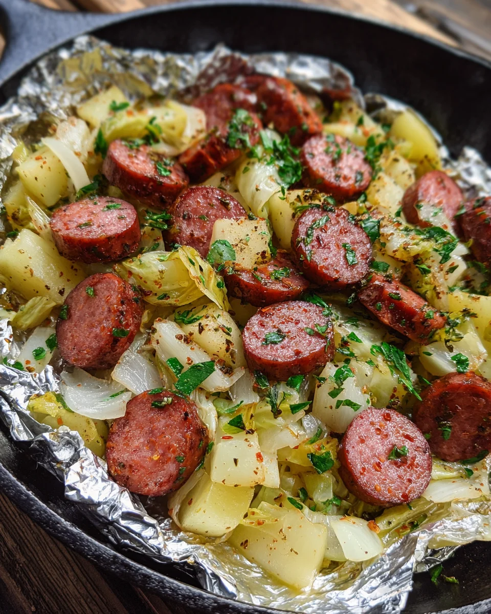 Kielbasa and Cabbage Foil Packs