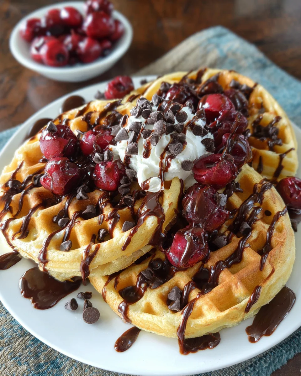 Cherry Chocolate Chip Waffles