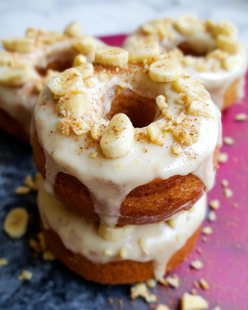 Banana Donuts with Cinnamon Cream Cheese Frosting