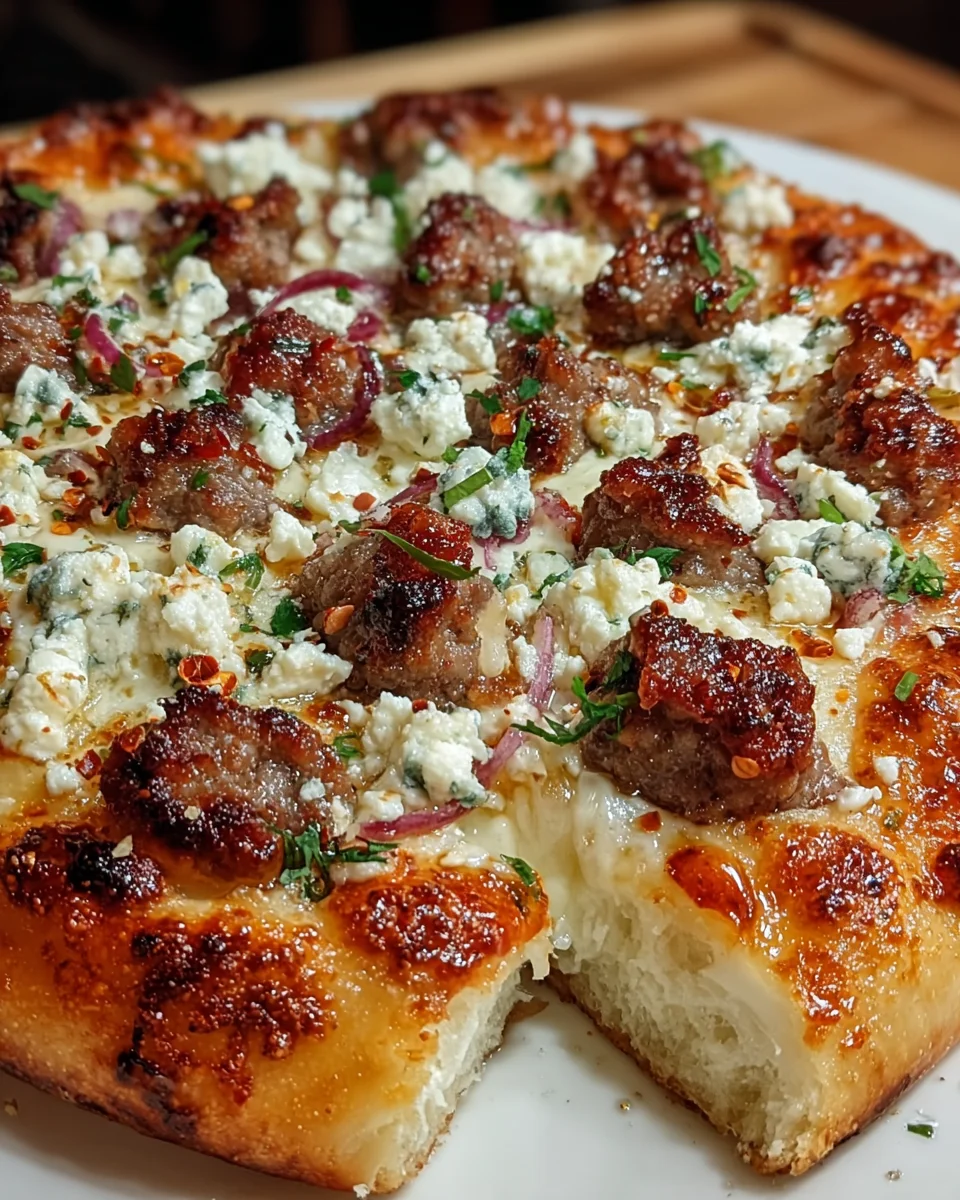 Hot Sausage Feta Honey Pizza