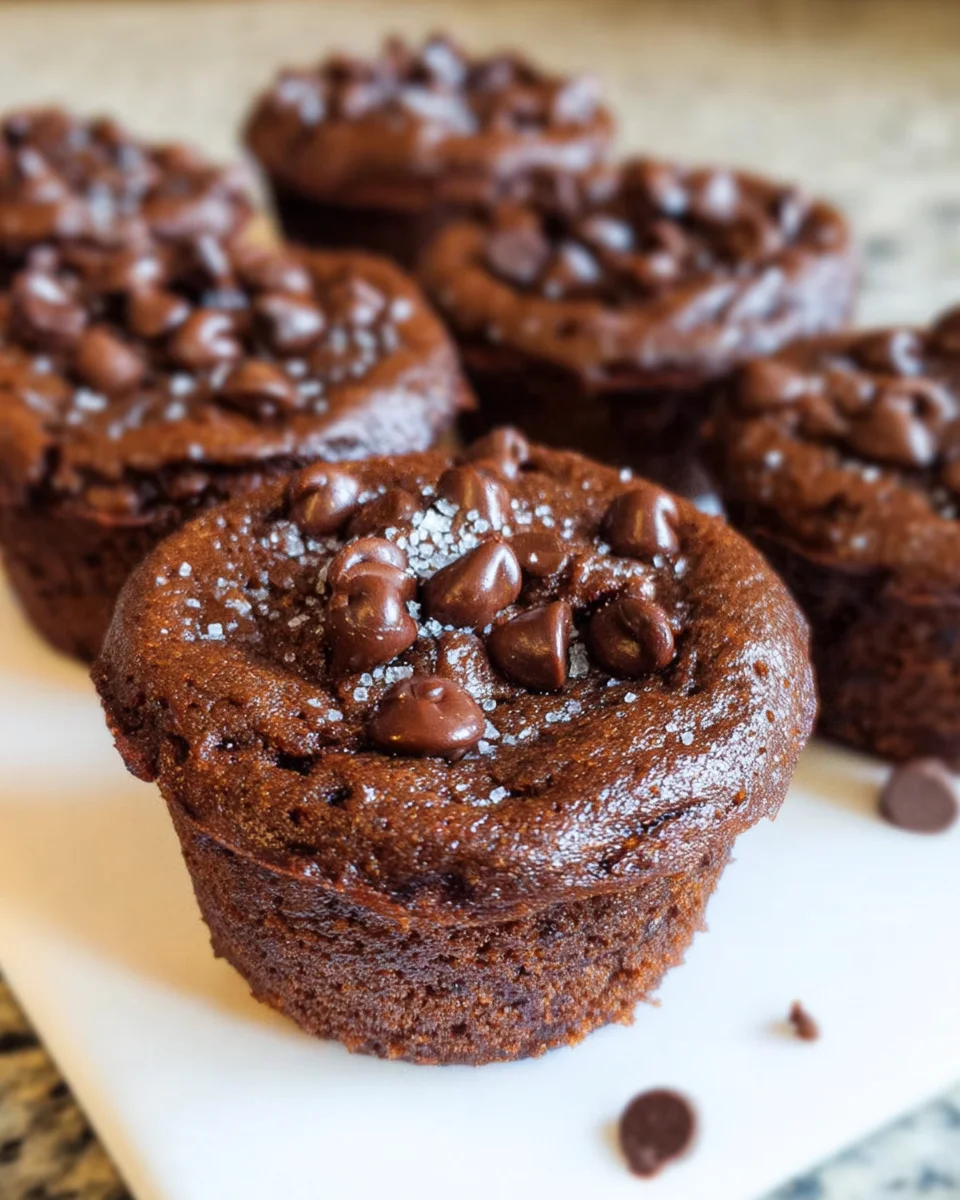 Flourless Double Chocolate Peanut Butter Mini Blender Muffins